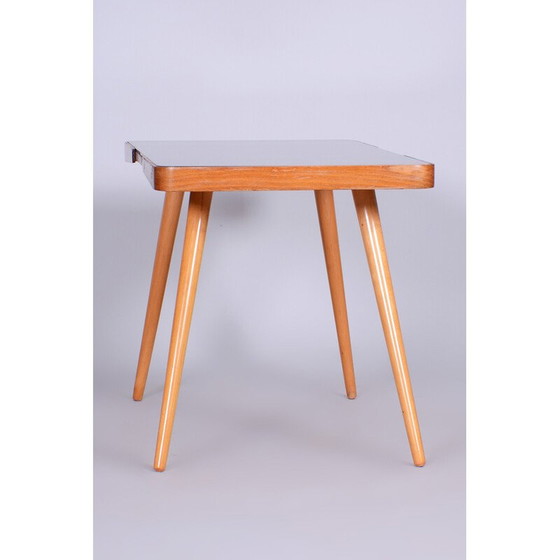 Image 1 of Vintage Couchtisch aus Buche und Opaxitglas von Interier Praha, Tschechoslowakei 1960