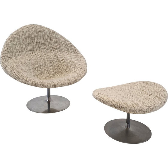 Image 1 of Vintage Globe Sessel mit Ottomane von Pierre Paulin für Artifort, 1970er Jahre