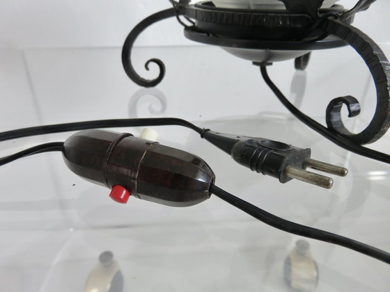 Image 1 of Art Deco Lampe Aus Mattglas Und Schmiedeeisen Im Stil Von Edgar Brandt, 1930er Jahre 40