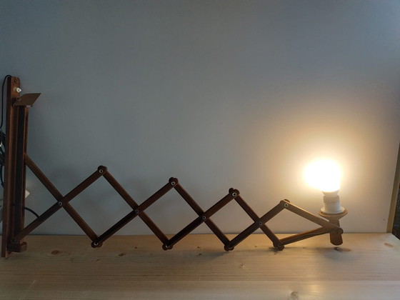 Image 1 of Vintage Scherenlampe aus Teakholz 1960er Jahre