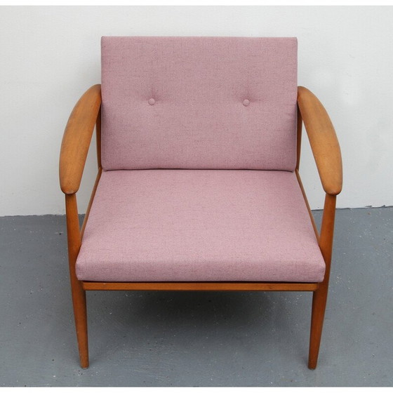 Image 1 of Skandinavischer rosa Sessel aus Buche - 1960er Jahre