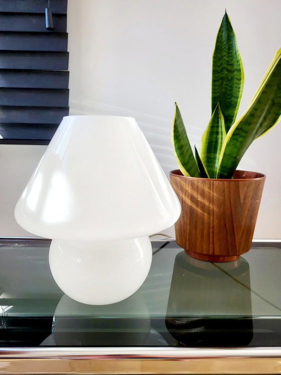 Image 1 of Vintage Pilz-Tischleuchte, Hustadt Leuchten, weißes Opalglas, Modell L, 1970er Jahre