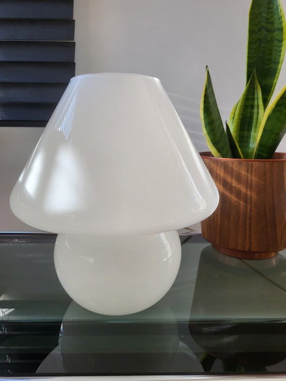 Image 1 of Vintage Pilz-Tischleuchte, Hustadt Leuchten, weißes Opalglas, Modell L, 1970er Jahre
