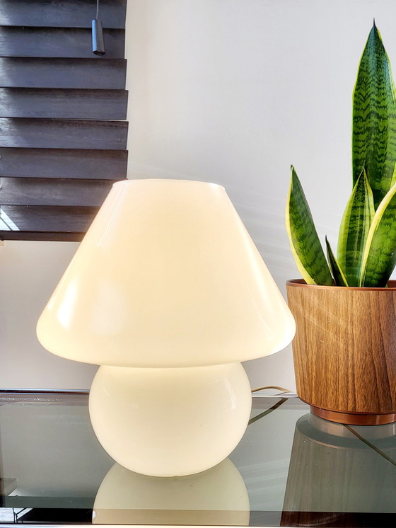 Image 1 of Vintage Pilz-Tischleuchte, Hustadt Leuchten, weißes Opalglas, Modell L, 1970er Jahre