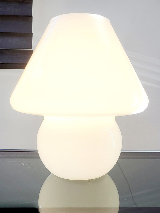 Image 1 of Vintage Pilz-Tischleuchte, Hustadt Leuchten, weißes Opalglas, Modell L, 1970er Jahre