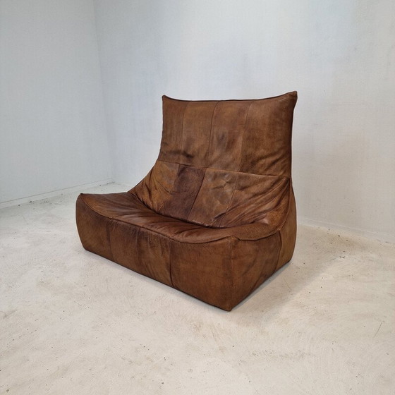 Image 1 of Vintage 2-Sitzer-Sofa "The Rock" in braunem Leder von Gerard Van Den Berg für Montis, 1970