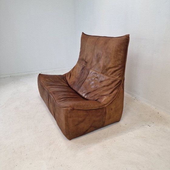 Image 1 of Vintage 2-Sitzer-Sofa "The Rock" in braunem Leder von Gerard Van Den Berg für Montis, 1970