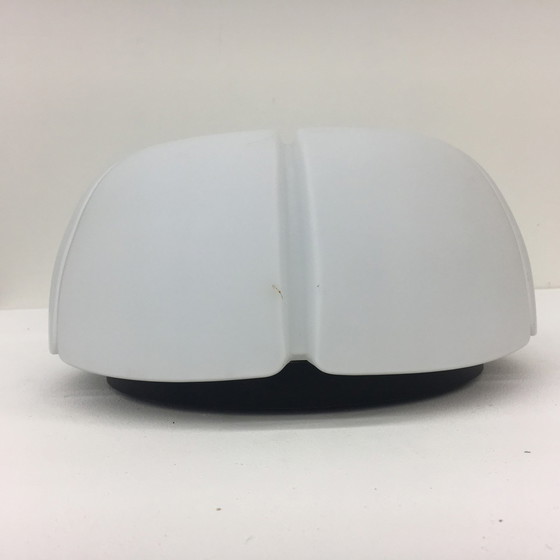 Image 1 of Glashütte Limburg Mid-Century Opalescent Glas & Chrom Wandleuchter