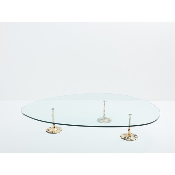 Image 1 of Vintage Couchtisch aus vergoldetem Schmiedeeisen mit Blattgold, 1970