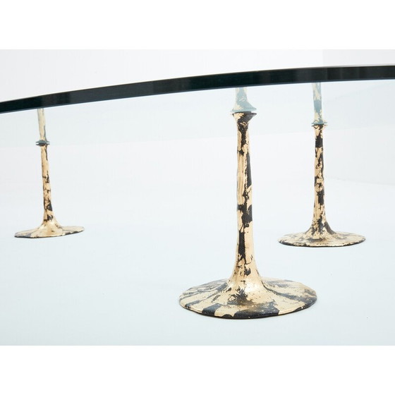 Image 1 of Vintage Couchtisch aus vergoldetem Schmiedeeisen mit Blattgold, 1970