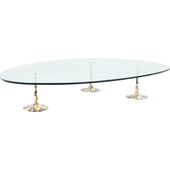 Image 1 of Vintage Couchtisch aus vergoldetem Schmiedeeisen mit Blattgold, 1970