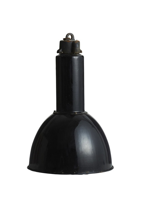 Image 1 of Vintage Fabrik Lampe Emaille Pendelleuchte
