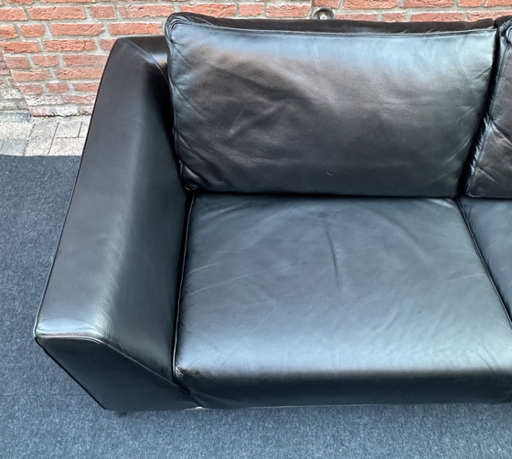 Image 1 of Molinari Schwarzes Leder 2 1/2-Sitzer Sofa.