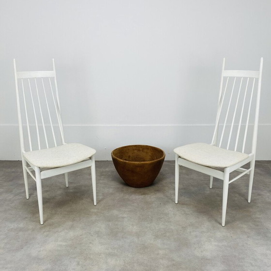 Image 1 of Paar skandinavische Stühle mit weißen Stangen, 1960