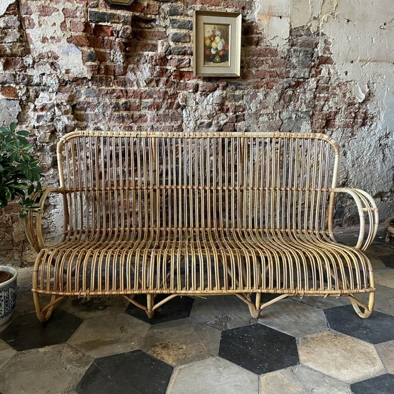 Image 1 of Vintage Belse 8 Rattan 3-Sitzer