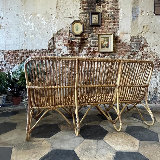 Image 1 of Vintage Belse 8 Rattan 3-Sitzer