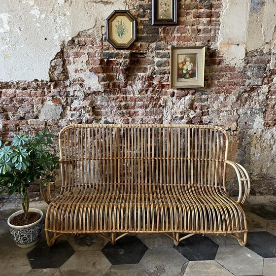 Image 1 of Vintage Belse 8 Rattan 3-Sitzer