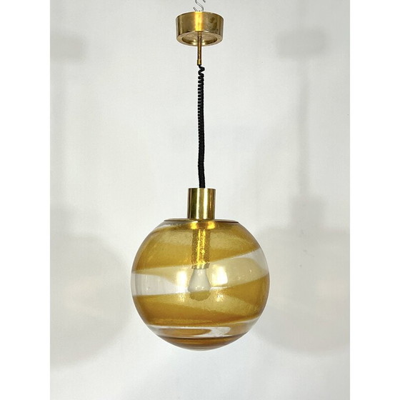 Image 1 of Vintage Muranoglas und Messing Kugel Aufhängung, Italien 1960