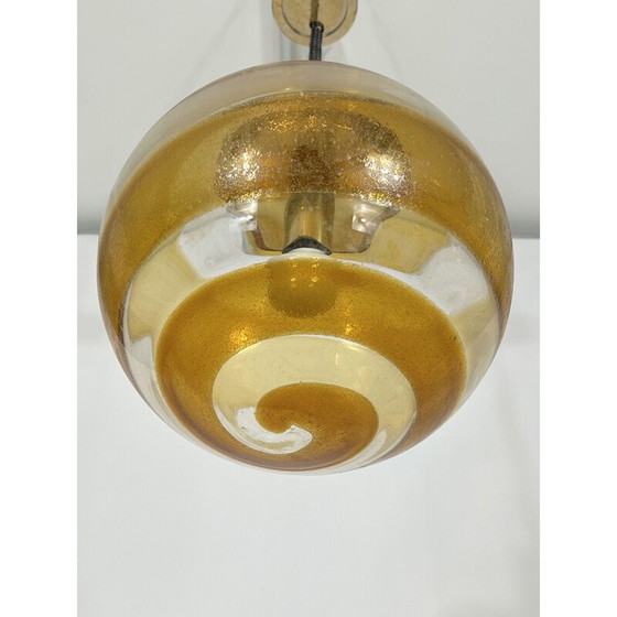 Image 1 of Vintage Muranoglas und Messing Kugel Aufhängung, Italien 1960