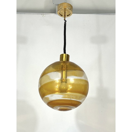 Image 1 of Vintage Muranoglas und Messing Kugel Aufhängung, Italien 1960
