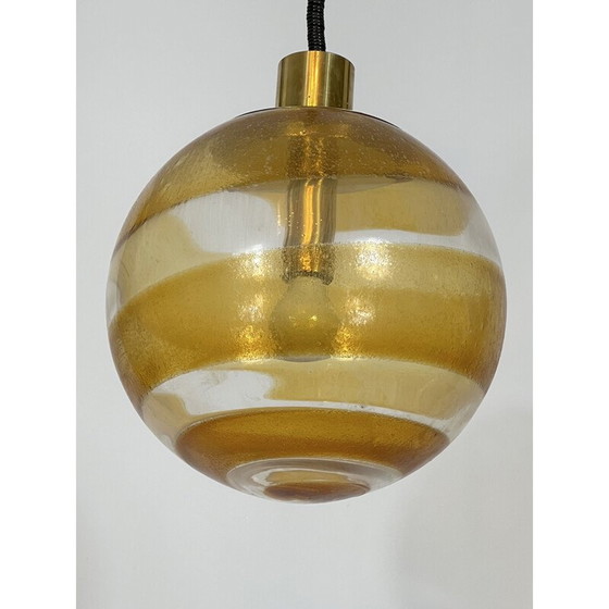 Image 1 of Vintage Muranoglas und Messing Kugel Aufhängung, Italien 1960