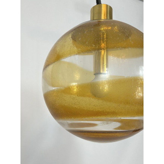 Image 1 of Vintage Muranoglas und Messing Kugel Aufhängung, Italien 1960