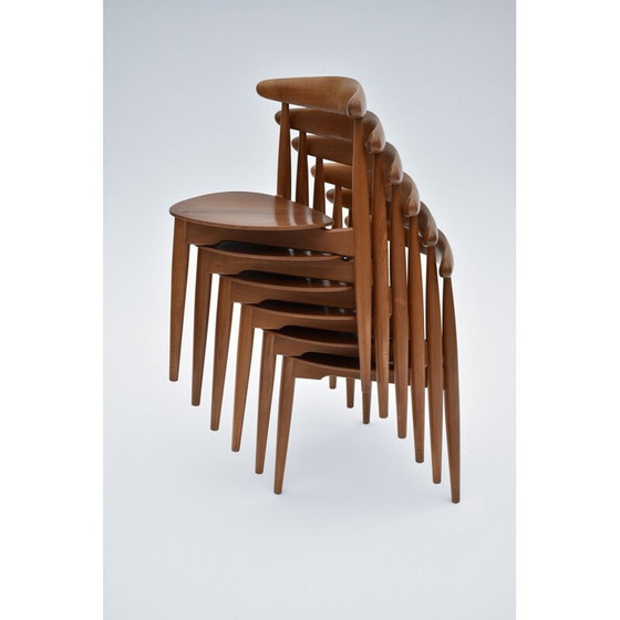 Image 1 of Esszimmergarnitur aus Teakholz von Hans Wegner Heart für Fritz Hansen, 1950