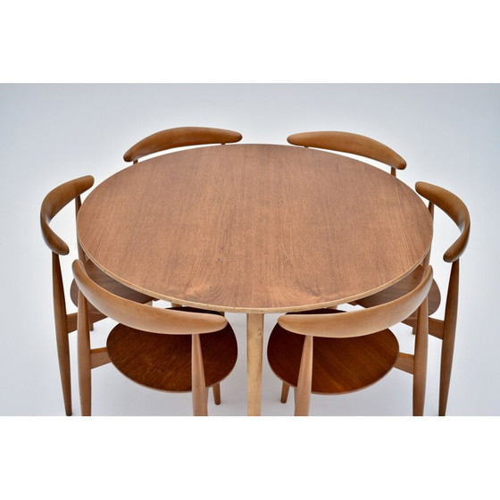 Image 1 of Esszimmergarnitur aus Teakholz von Hans Wegner Heart für Fritz Hansen, 1950