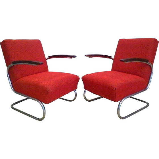 Image 1 of Paar verchromte Bauhaus-Sessel von Műcke & Meider für Thonet - 1930er Jahre