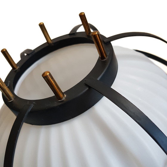 Image 1 of Massive Mid-Century Laterne aus Opalglas im maritimen Stil