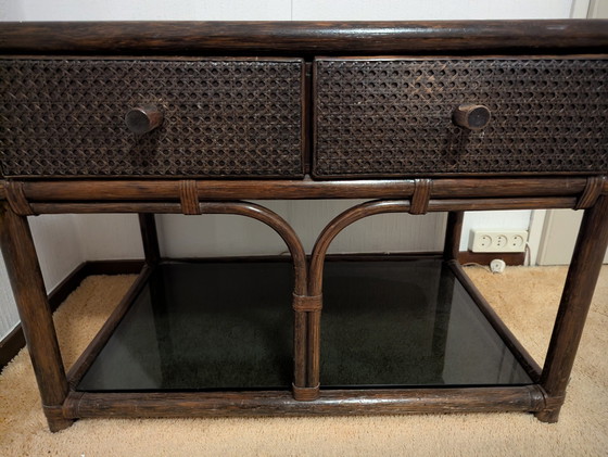 Image 1 of Vintage Rattan Schminktisch