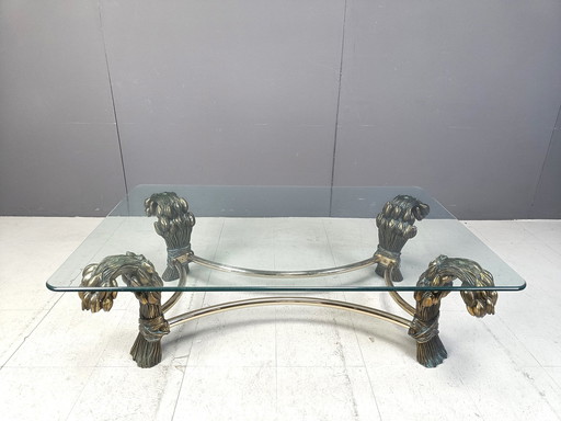 Vintage Messing Blume Couchtisch, 1970S