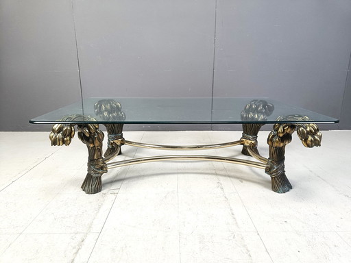 Vintage Messing Blume Couchtisch, 1970S