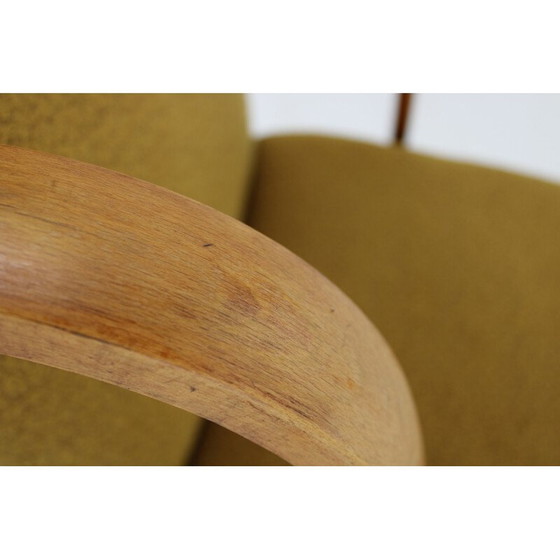 Image 1 of Vintage H-213 Sessel mit Hocker von Jindrich Halabala, Tschechoalsowakei 1940er Jahre