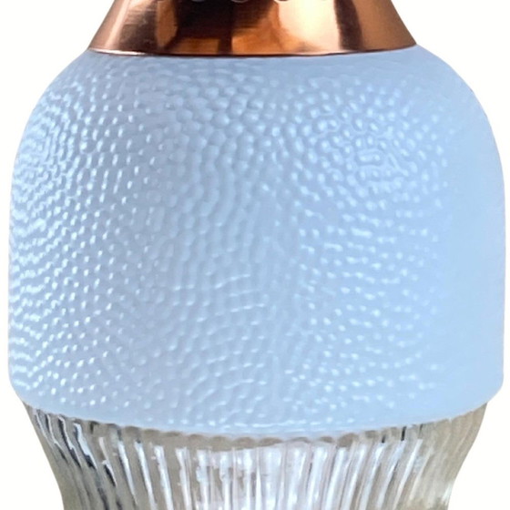 Image 1 of Vintage Space Age Kupfer und geformte Opaline Hängelampe, 1960S