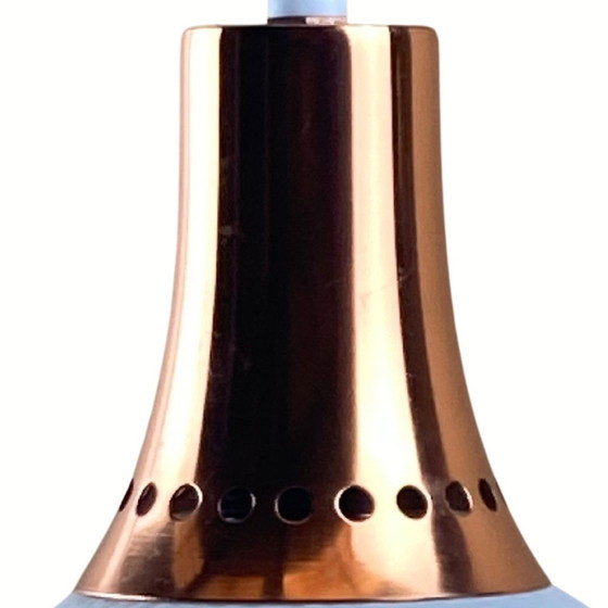 Image 1 of Vintage Space Age Kupfer und geformte Opaline Hängelampe, 1960S