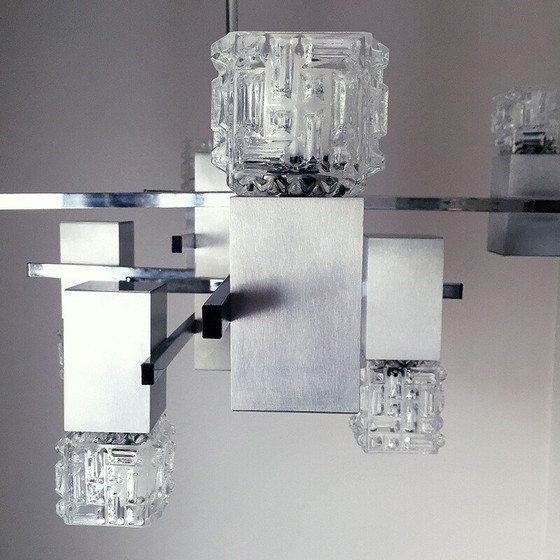 Image 1 of Kubischer Vintage-Kronleuchter aus verchromtem Metall