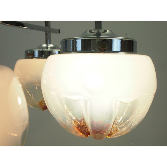 Image 1 of Vintage-Kronleuchter aus verchromtem Stahl und Muranoglas von Mazzega, Italien 1970