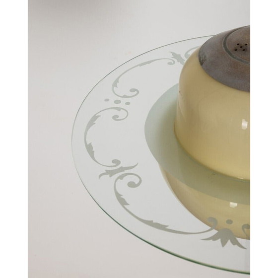 Image 1 of Vintage-Kronleuchter aus gelbem Glas und Metall, Italien 1950er Jahre