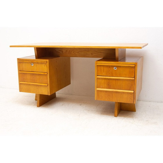 Image 1 of Vintage Schreibtisch aus Buche und Sperrholz, Tschechoslowakei 1970