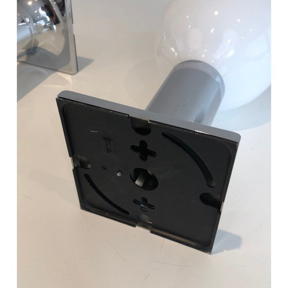 Image 1 of Reihe von Wandlampen aus Chrom und weißem Opalin, 1970