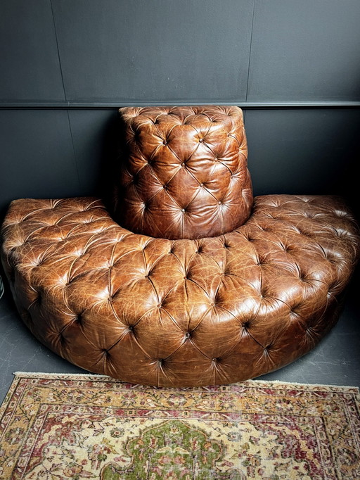 Halbrunde Chesterfield-Dielenbank