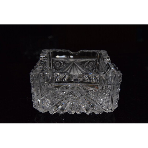 Image 1 of Paar alte Aschenbecher aus geschliffenem Kristallglas, Tschechoslowakei 1960er Jahre