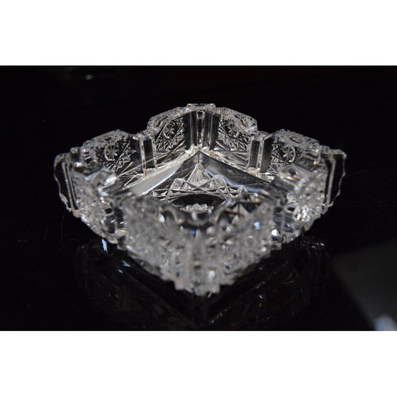 Image 1 of Paar alte Aschenbecher aus geschliffenem Kristallglas, Tschechoslowakei 1960er Jahre