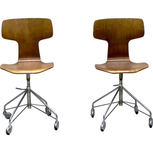 Paar alte Bürodrehstühle Modell 3113 von Arne Jacobsen für Fritz Hansen, 1960