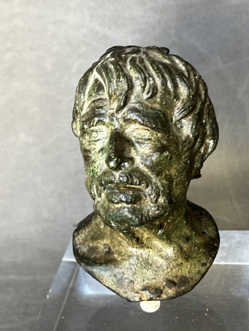 Sabatino De Angelis Schule, Büste von Seneca, 19. Jahrhundert, Bronze, Grand Tour