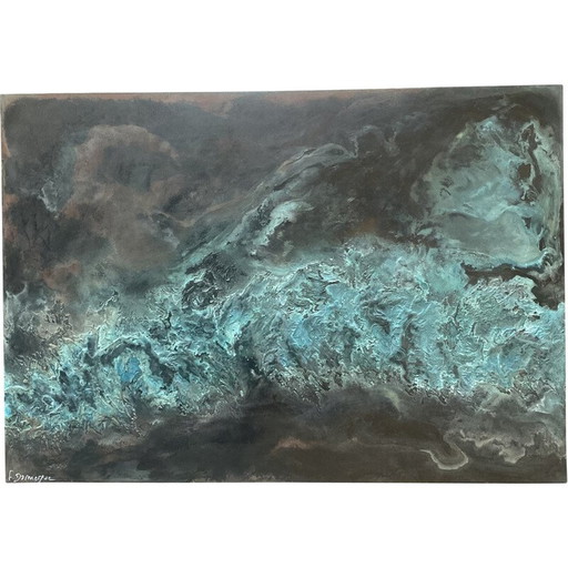 Vintage-Gemälde "Atoll" von Frédérique Domergue