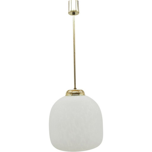 Mid Century Kronleuchter aus Glas und Messing, 1970er Jahre