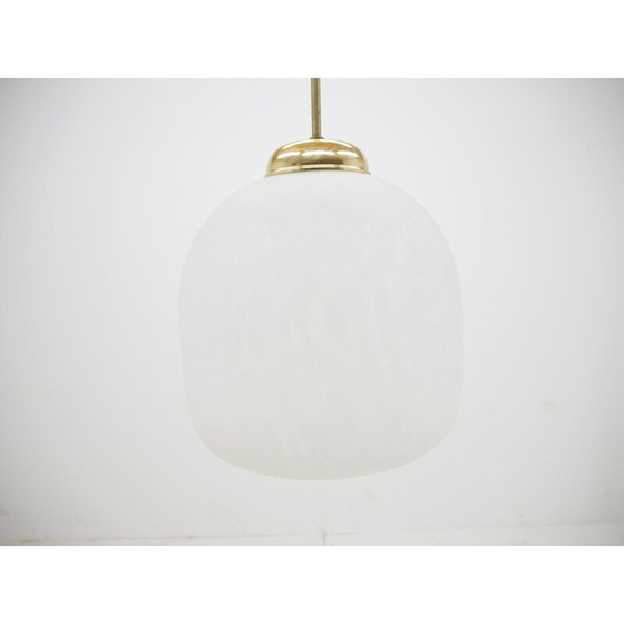 Image 1 of Mid Century Kronleuchter aus Glas und Messing, 1970er Jahre