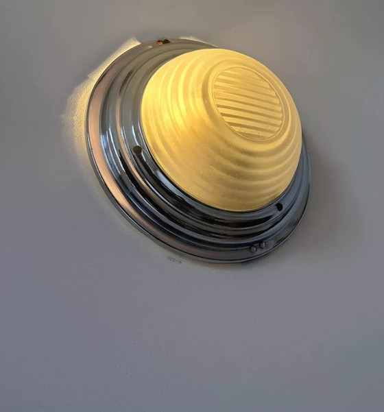 Image 1 of Modernistische Vintage-Wandleuchte, Chrom Und Sandglas, Frankreich 1930